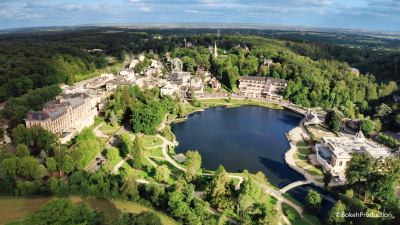 bagnoles orne vue aerienne drone lac foret architecture paysage normandie