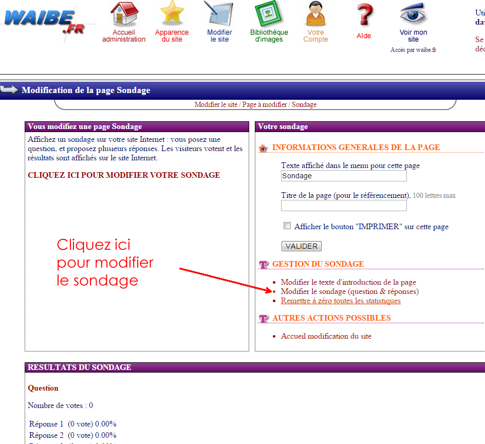 modifier sondage