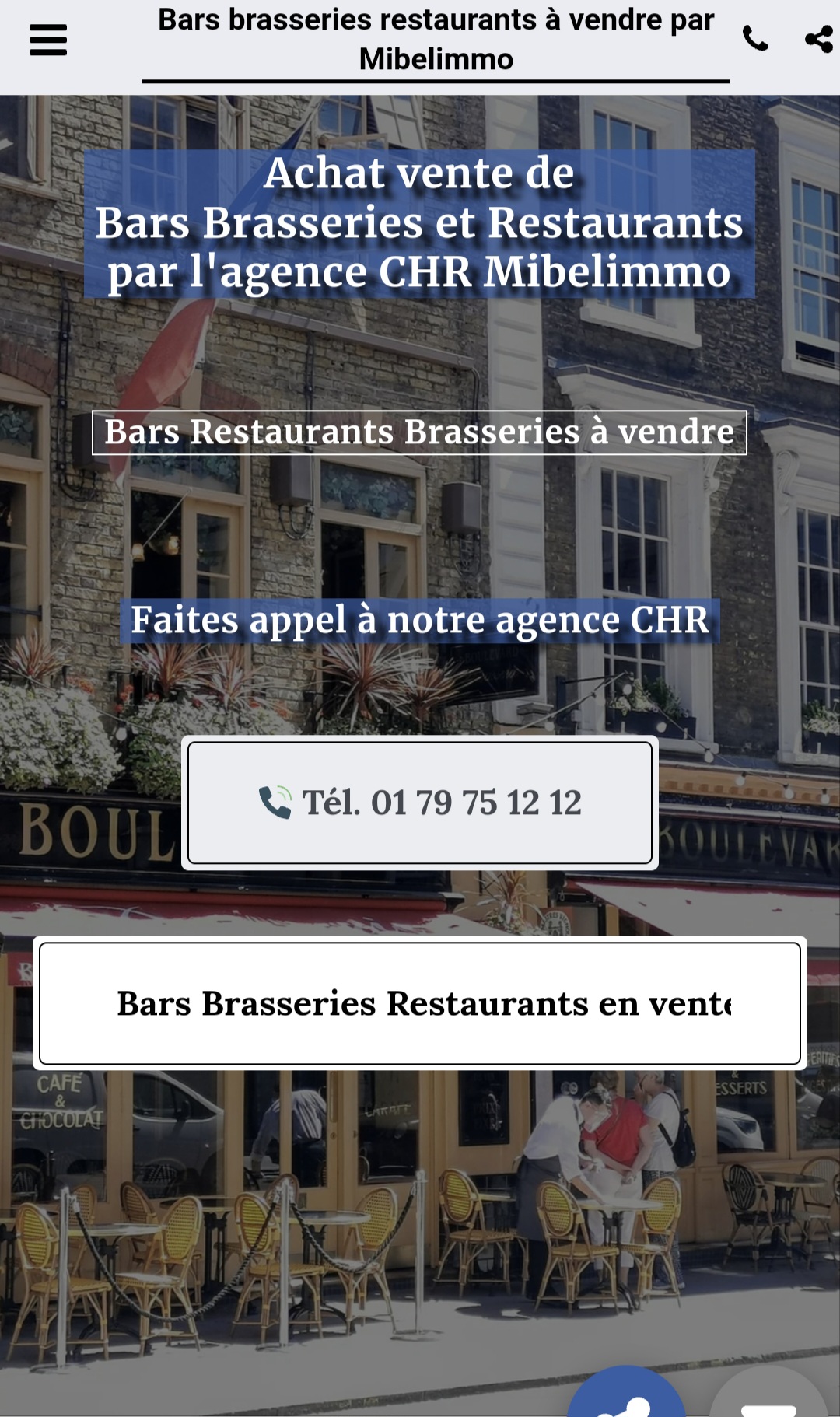 acheter vendre un bar brasserie restaurant  paris