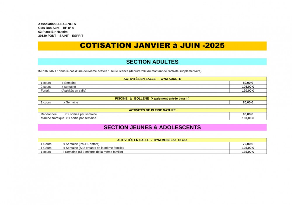 TARIF JANVIER2025  copie 2
