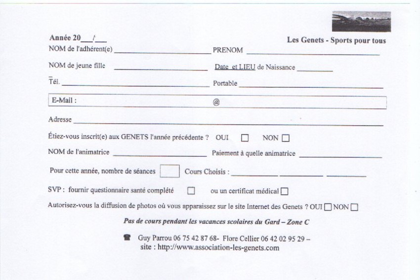 fiche de renseignements
