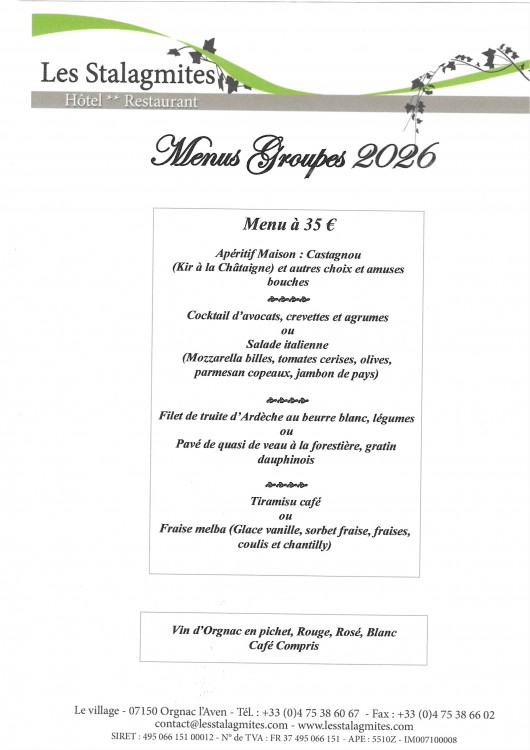 menu stalagmites 2026