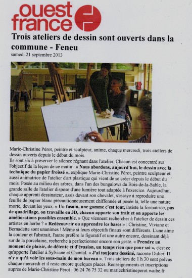 atelier de dessin sur feneu 49