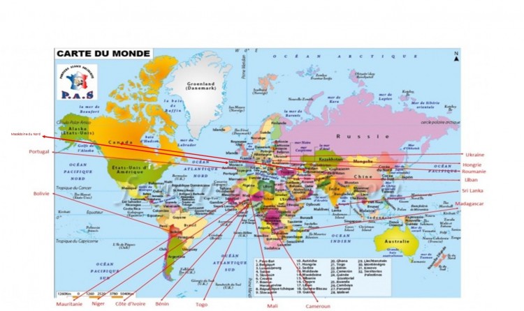 Carte monde  PAS
