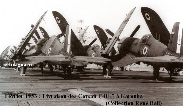 Arrivee des F4U 7 de la 14F a Karouba en fevrier 1953