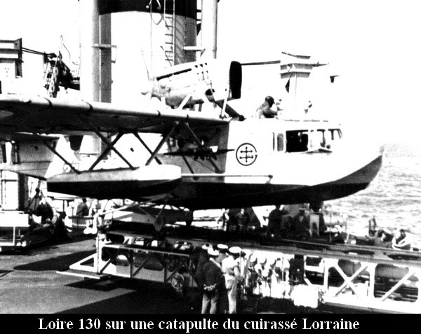 Loire 130 sur une catapulte du cuirasse Lorraine