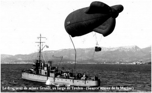 Drag de mines Granit au large de Toulon